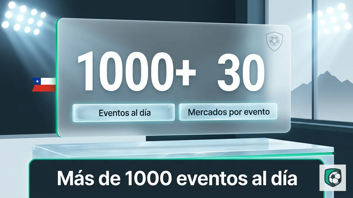 Panel de vidrio con cifras de eventos y mercados de apuestas deportivas diarias en Ivibet Chile