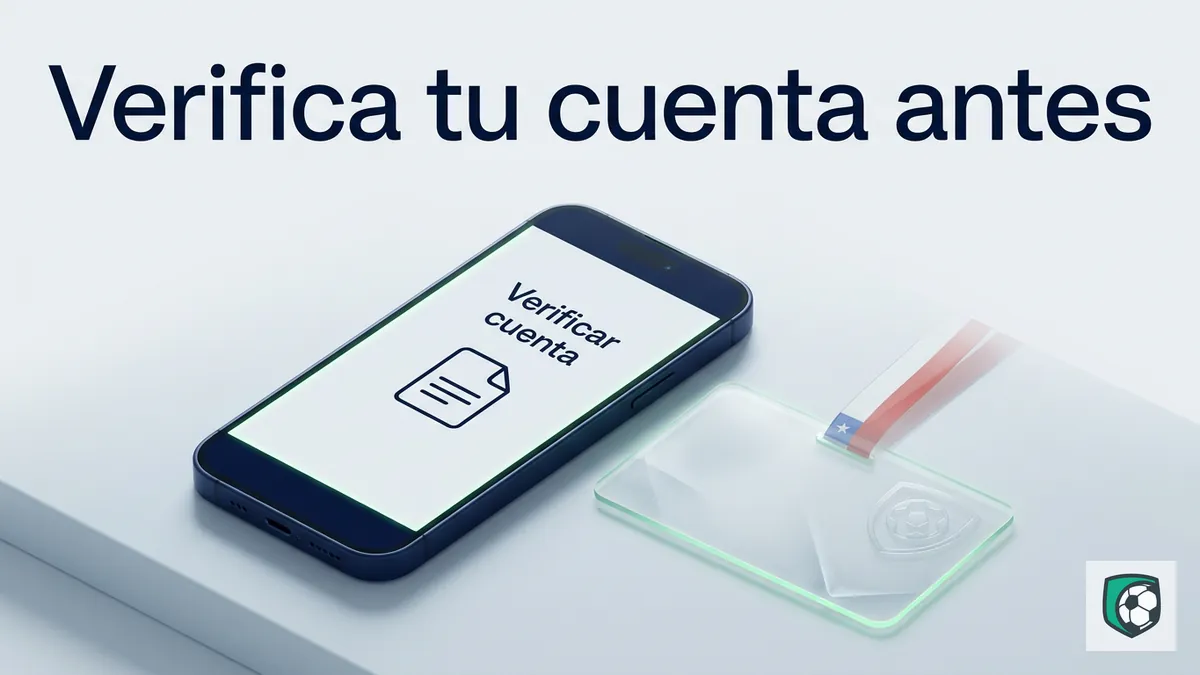 Documento y smartphone de vidrio helado mostrando la verificación de cuenta en Ivibet Chile