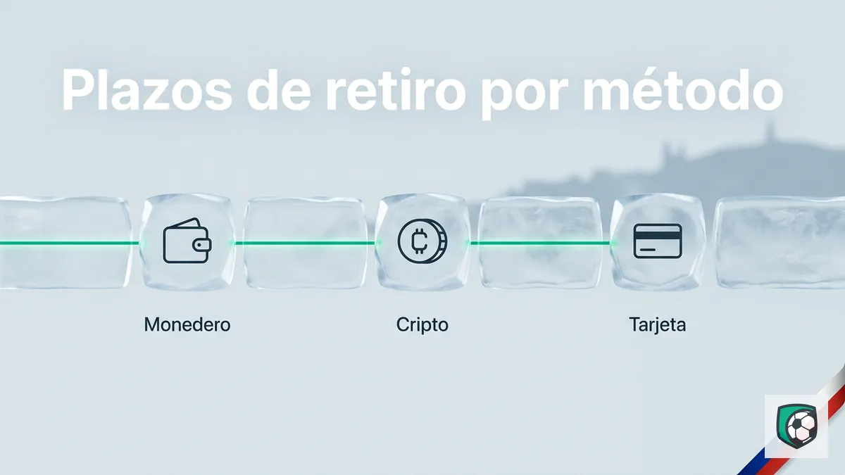 Línea de tiempo con plazos de retiro por monedero, cripto y tarjeta en Ivibet Chile
